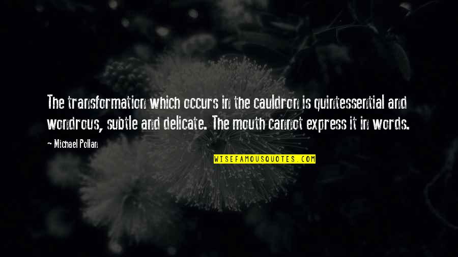 Mouth And Words Quotes By Michael Pollan: The transformation which occurs in the cauldron is Mouth And Words Quotes By Michael Pollan: The transformation which occurs in the cauldron is