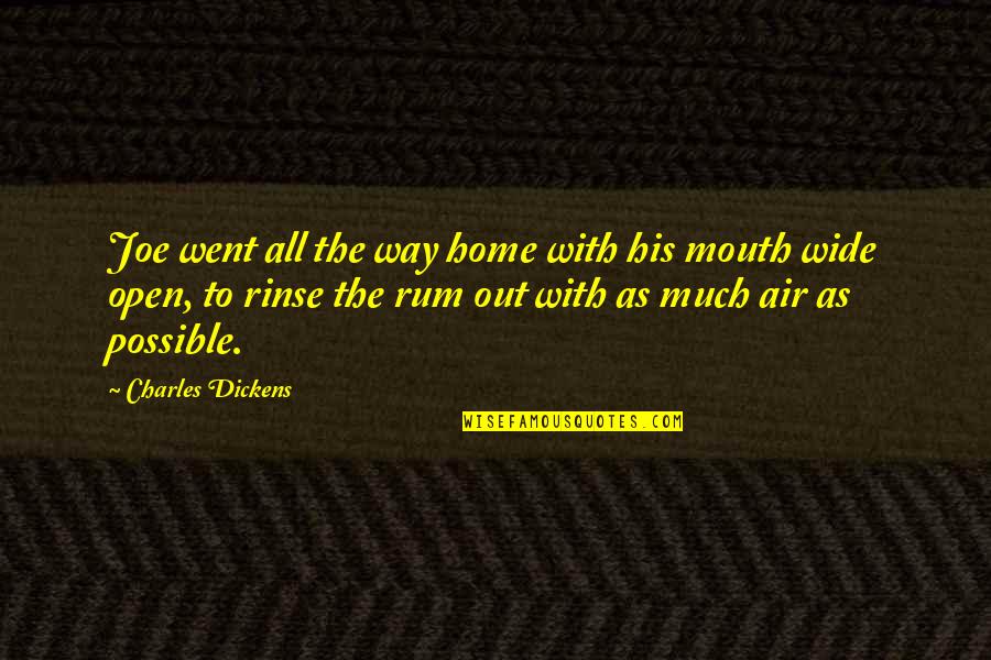 Mouth Wide Open Quotes By Charles Dickens: Joe went all the way home with his