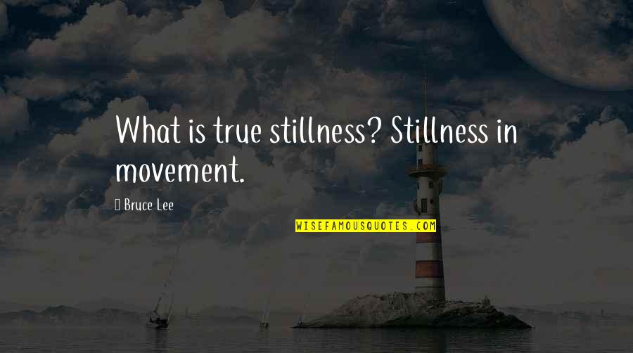 Movement In Quotes By Bruce Lee: What is true stillness? Stillness in movement.