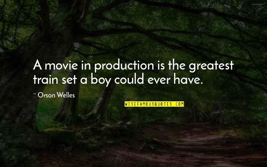 Movie Film Quotes By Orson Welles: A movie in production is the greatest train