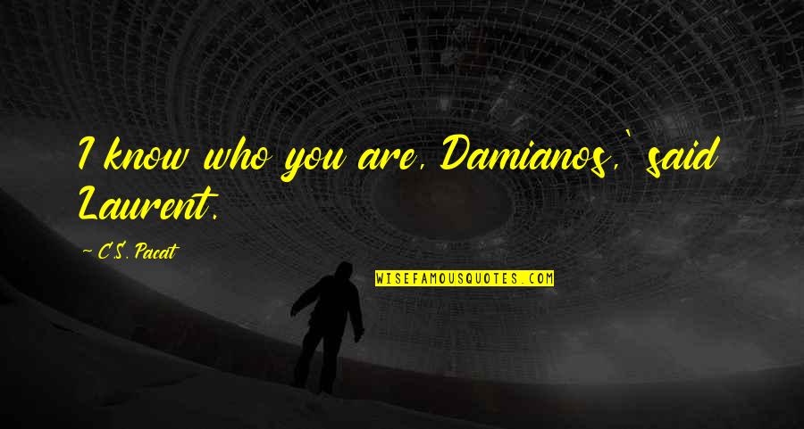 Movie Picture Quotes By C.S. Pacat: I know who you are, Damianos,' said Laurent.