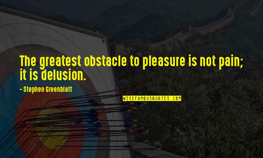 Movie The Blind Side Quotes By Stephen Greenblatt: The greatest obstacle to pleasure is not pain; Movie The Blind Side Quotes By Stephen Greenblatt: The greatest obstacle to pleasure is not pain;