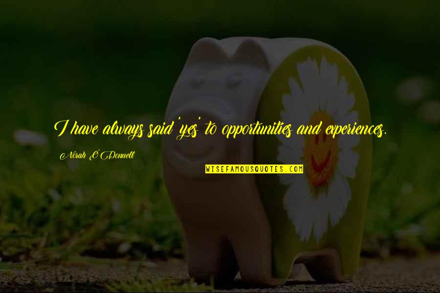 Movie Up Adventure Quote Quotes By Norah O'Donnell: I have always said 'yes' to opportunities and Movie Up Adventure Quote Quotes By Norah O'Donnell: I have always said 'yes' to opportunities and