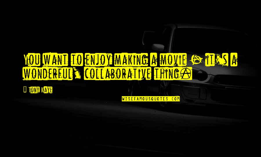 Movie You Quotes By Tony Kaye: You want to enjoy making a movie -