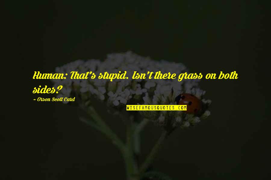 Moving On And Letting Go Of A Relationship Quotes By Orson Scott Card: Human: That's stupid. Isn't there grass on both Moving On And Letting Go Of A Relationship Quotes By Orson Scott Card: Human: That's stupid. Isn't there grass on both