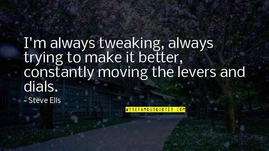 Moving On For The Better Quotes By Steve Ells: I'm always tweaking, always trying to make it