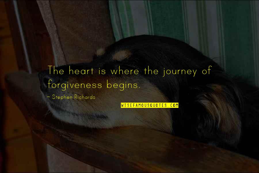 Moving On From Past Quotes By Stephen Richards: The heart is where the journey of forgiveness Moving On From Past Quotes By Stephen Richards: The heart is where the journey of forgiveness