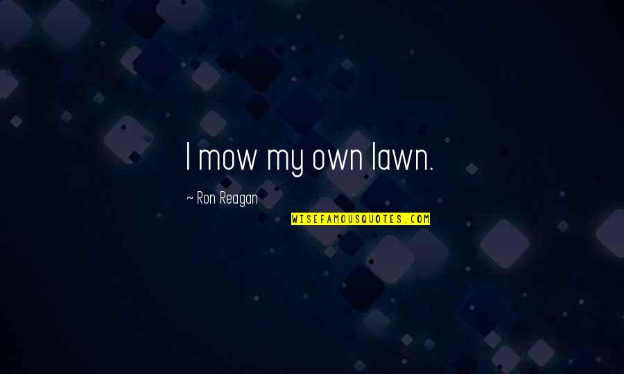 Mow Lawn Quotes By Ron Reagan: I mow my own lawn.