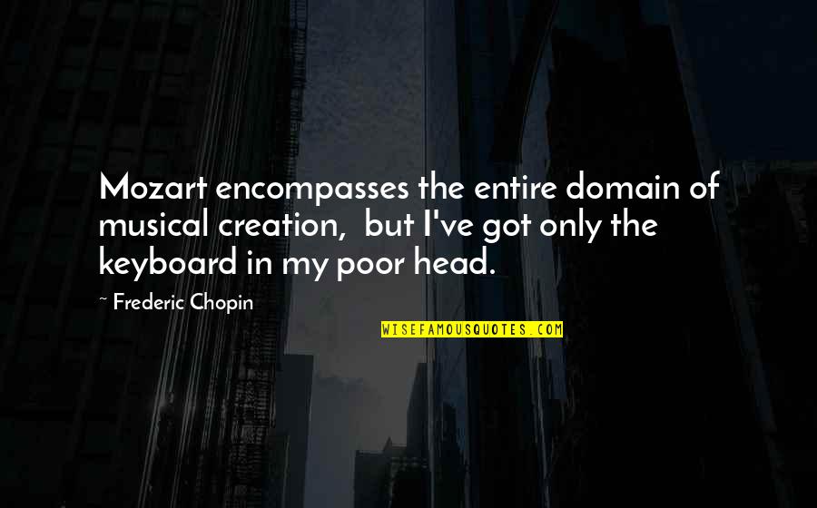 Mozart's Quotes By Frederic Chopin: Mozart encompasses the entire domain of musical creation,