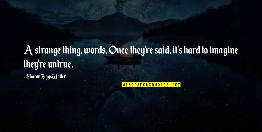 Mr Biggs Quotes By Sharon Biggs Waller: A strange thing, words. Once they're said, it's