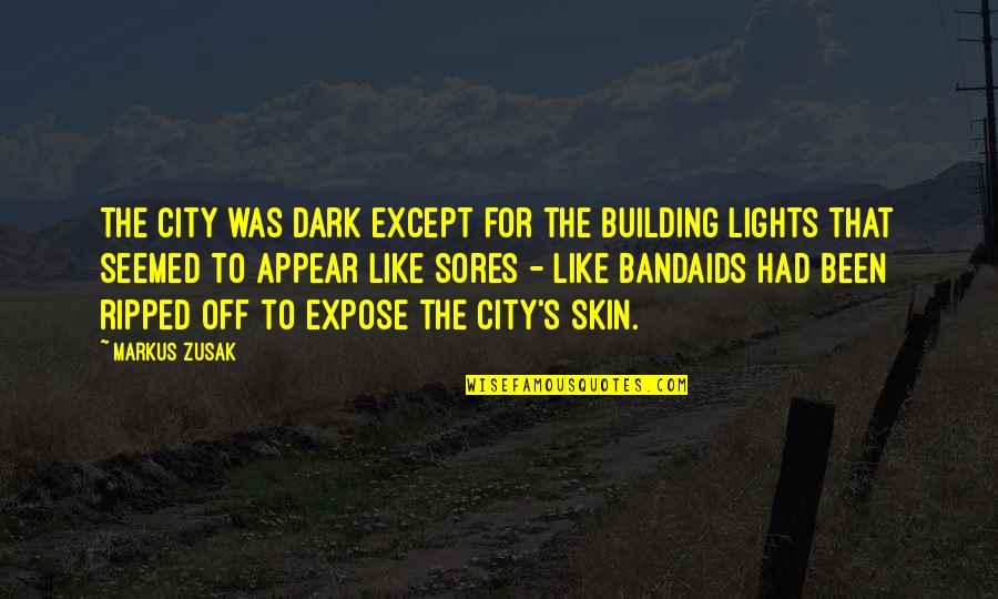 Mr Birling Quotes By Markus Zusak: The city was dark except for the building Mr Birling Quotes By Markus Zusak: The city was dark except for the building