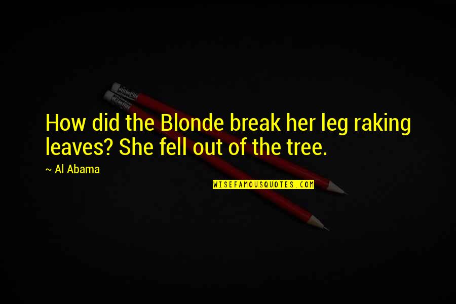 Mr Blonde Quotes By Al Abama: How did the Blonde break her leg raking