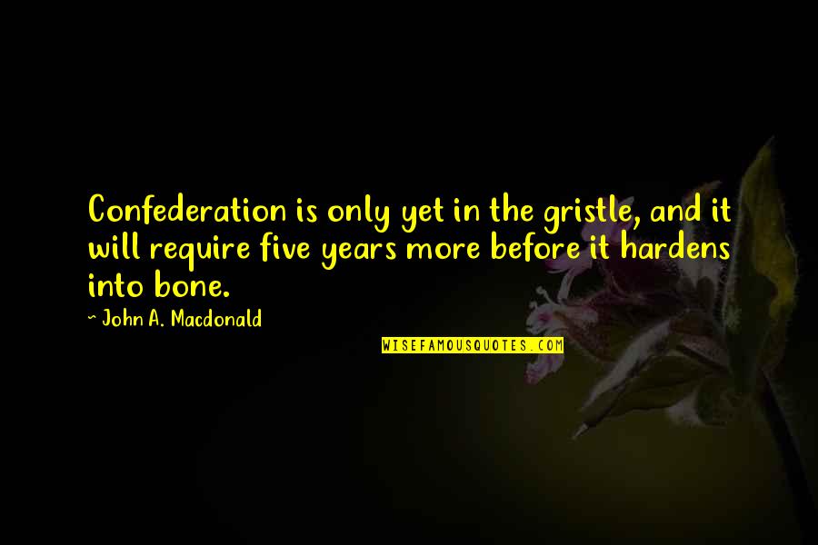 Mr Gristle Quotes By John A. Macdonald: Confederation is only yet in the gristle, and