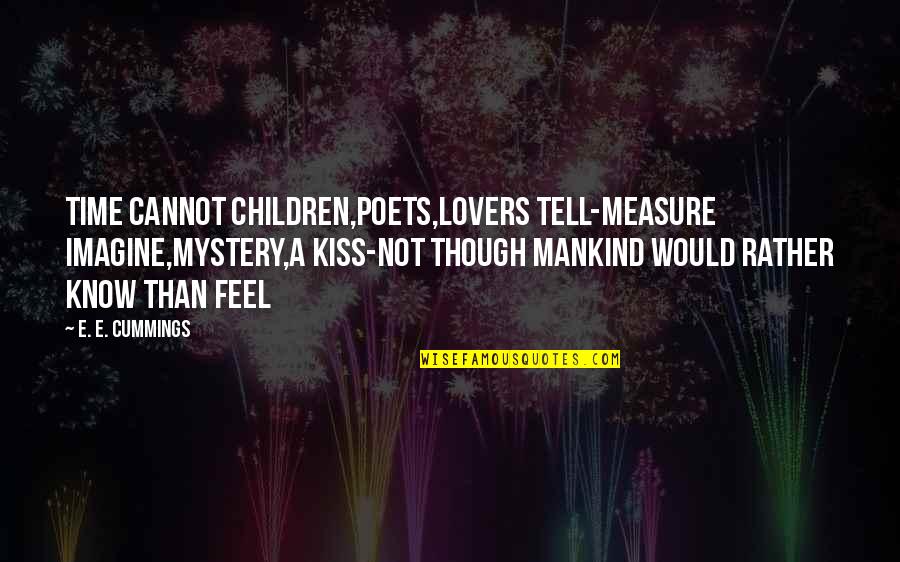 Mr Kiss And Tell Quotes By E. E. Cummings: Time cannot children,poets,lovers tell-measure imagine,mystery,a kiss-not though mankind