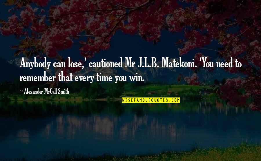 Mr L Quotes By Alexander McCall Smith: Anybody can lose,' cautioned Mr J.L.B. Matekoni. 'You Mr L Quotes By Alexander McCall Smith: Anybody can lose,' cautioned Mr J.L.B. Matekoni. 'You
