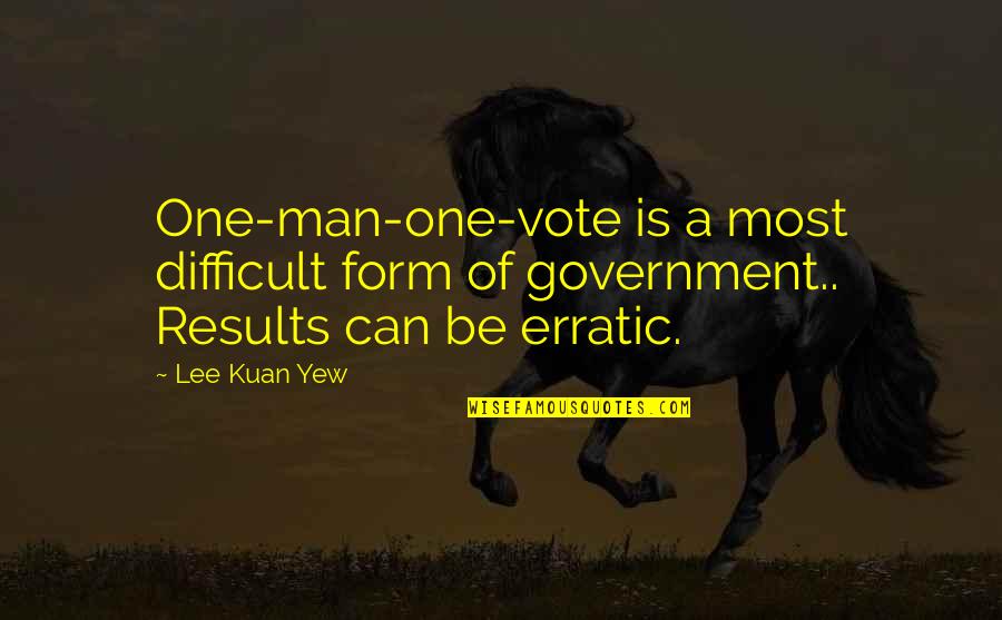 Mr Lee Kuan Yew Best Quotes By Lee Kuan Yew: One-man-one-vote is a most difficult form of government..