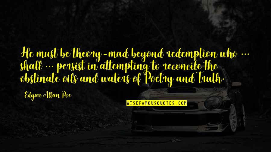 Mr Poe Quotes By Edgar Allan Poe: He must be theory-mad beyond redemption who ...