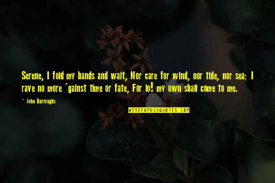 Mr Rave Quotes By John Burroughs: Serene, I fold my hands and wait, Nor Mr Rave Quotes By John Burroughs: Serene, I fold my hands and wait, Nor