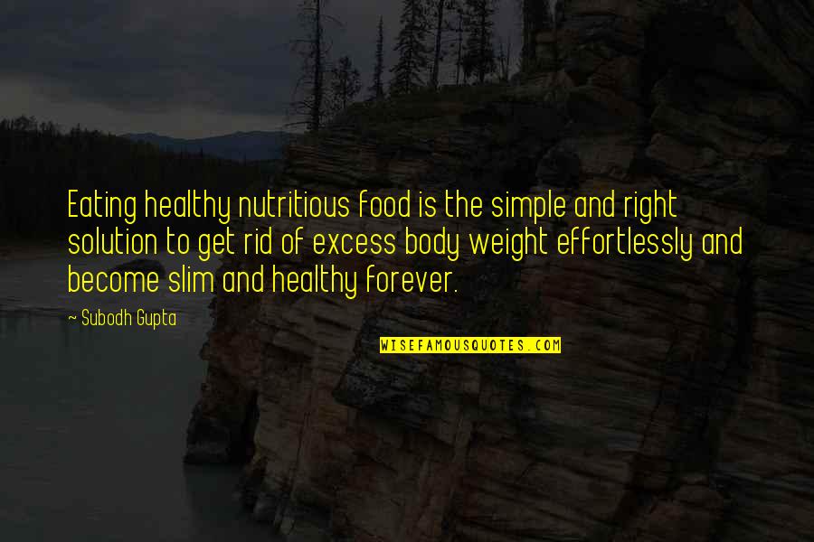 Mr Right Not Mr Right Now Quotes By Subodh Gupta: Eating healthy nutritious food is the simple and