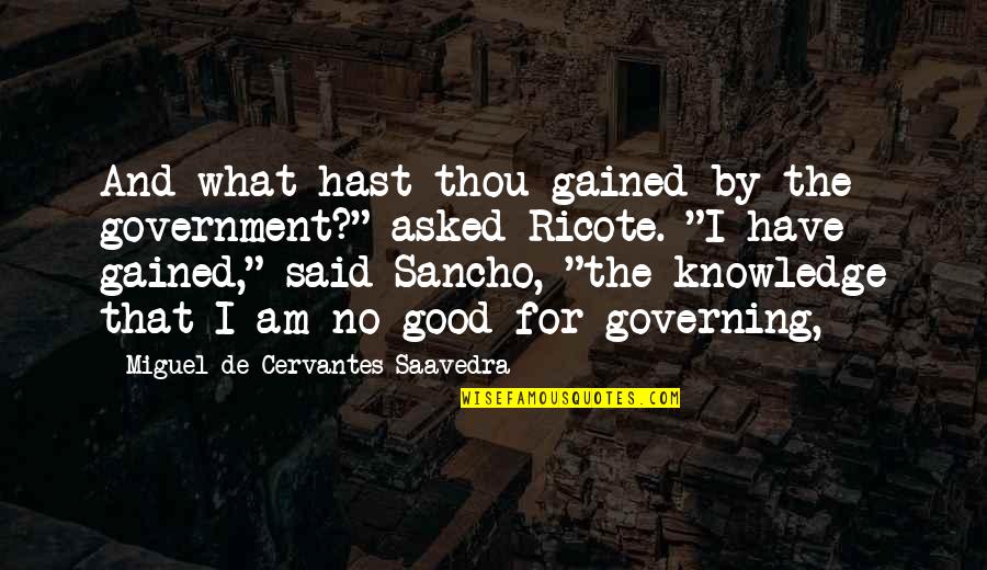 Mr Sancho Quotes By Miguel De Cervantes Saavedra: And what hast thou gained by the government?" Mr Sancho Quotes By Miguel De Cervantes Saavedra: And what hast thou gained by the government?"