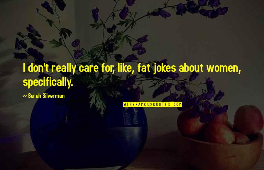 Mr Selfridges Quotes By Sarah Silverman: I don't really care for, like, fat jokes