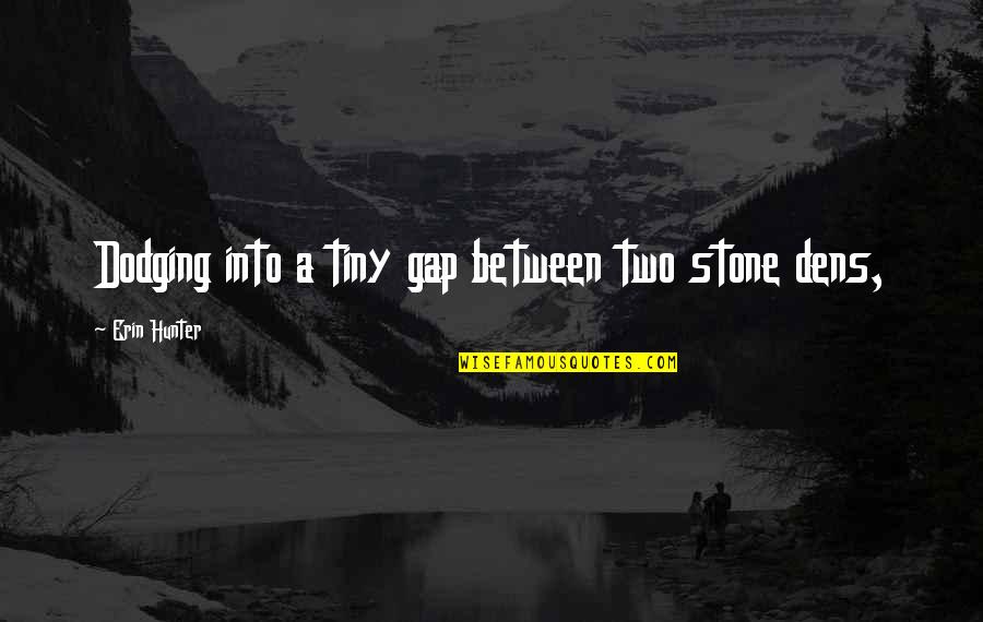 Mr Tiny Quotes By Erin Hunter: Dodging into a tiny gap between two stone