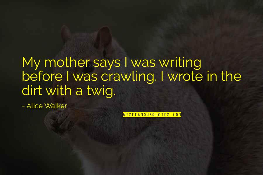 Mr Twig Quotes By Alice Walker: My mother says I was writing before I