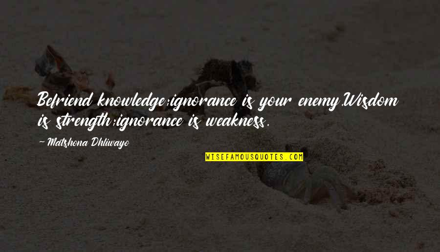 Mr Wint Mr Kidd Quotes By Matshona Dhliwayo: Befriend knowledge;ignorance is your enemy.Wisdom is strength;ignorance is