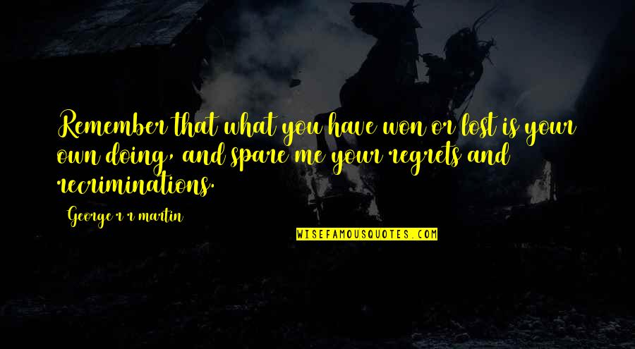 Mrozek Quotes By George R R Martin: Remember that what you have won or lost Mrozek Quotes By George R R Martin: Remember that what you have won or lost