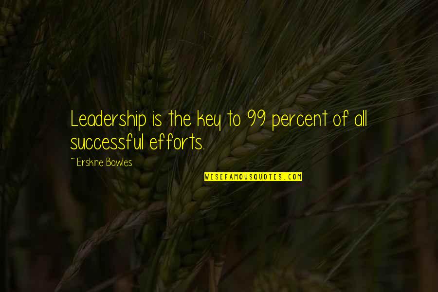 Mrs. Bowles Quotes By Erskine Bowles: Leadership is the key to 99 percent of