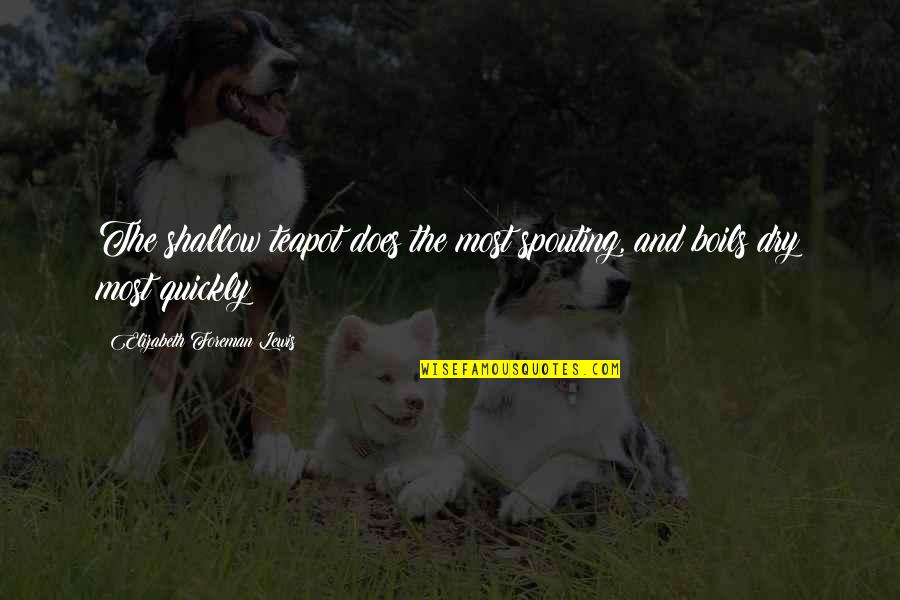 Mrs Teapot Quotes By Elizabeth Foreman Lewis: The shallow teapot does the most spouting, and Mrs Teapot Quotes By Elizabeth Foreman Lewis: The shallow teapot does the most spouting, and
