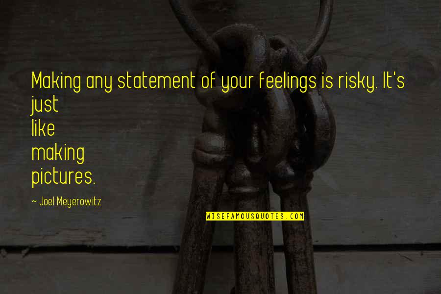 Mrtvoli Quotes By Joel Meyerowitz: Making any statement of your feelings is risky.