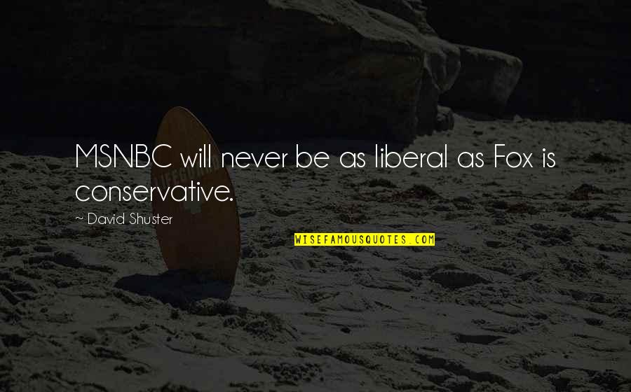 Msnbc Quotes By David Shuster: MSNBC will never be as liberal as Fox