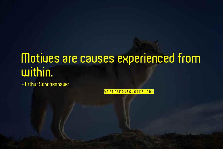 Mtaani Quotes By Arthur Schopenhauer: Motives are causes experienced from within. Mtaani Quotes By Arthur Schopenhauer: Motives are causes experienced from within.
