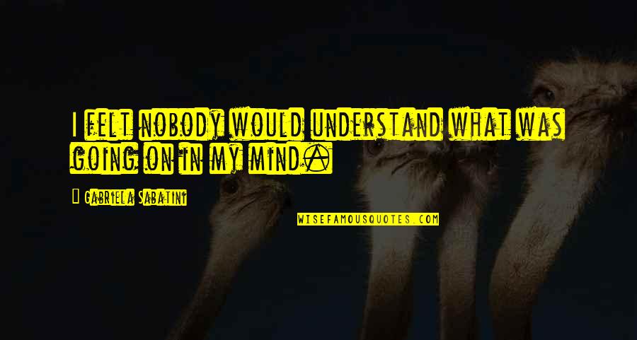 Mtgm Quotes By Gabriela Sabatini: I felt nobody would understand what was going Mtgm Quotes By Gabriela Sabatini: I felt nobody would understand what was going