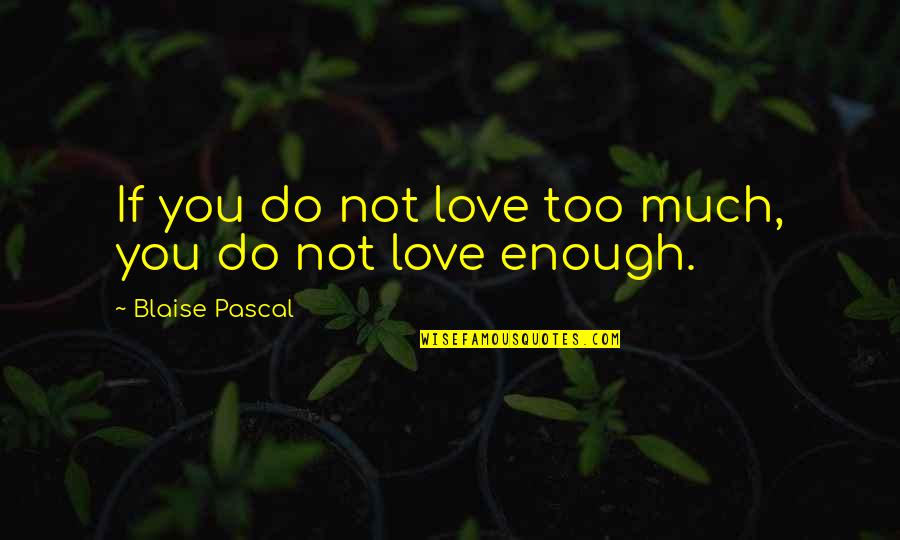 Muc Quotes By Blaise Pascal: If you do not love too much, you
