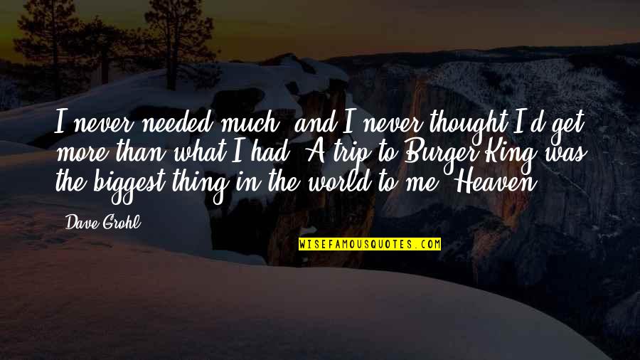 Much More Than Quotes By Dave Grohl: I never needed much, and I never thought Much More Than Quotes By Dave Grohl: I never needed much, and I never thought