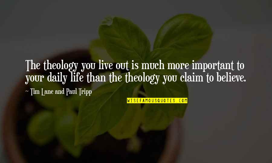 Much More To Life Quotes By Tim Lane And Paul Tripp: The theology you live out is much more