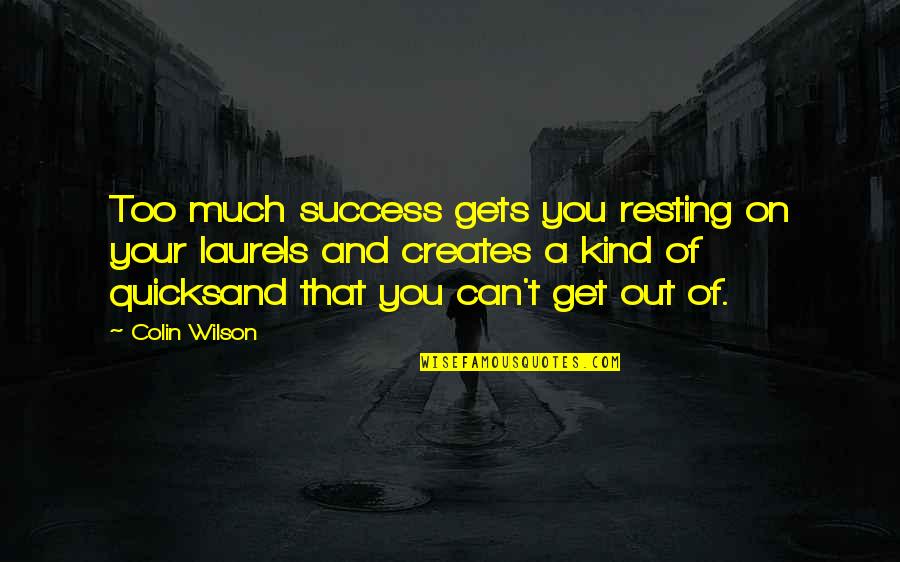 Much Success Quotes By Colin Wilson: Too much success gets you resting on your