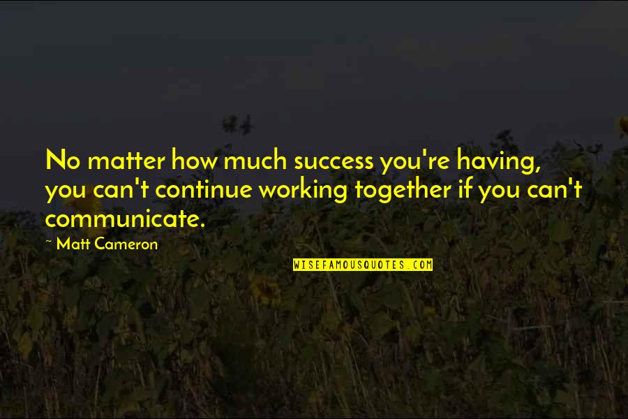 Much Success Quotes By Matt Cameron: No matter how much success you're having, you