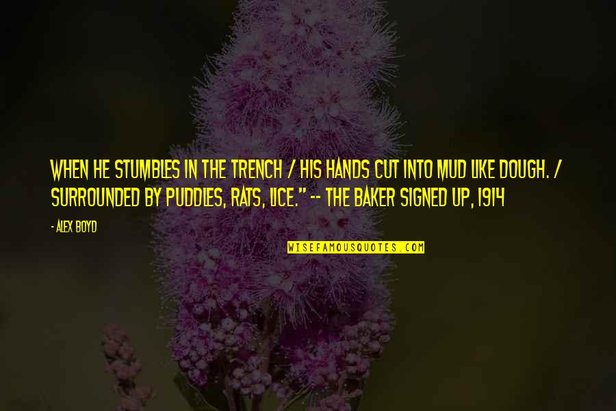 Mud Off Quotes By Alex Boyd: When he stumbles in the trench / his Mud Off Quotes By Alex Boyd: When he stumbles in the trench / his
