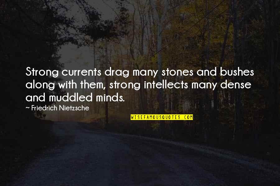 Muddled Quotes By Friedrich Nietzsche: Strong currents drag many stones and bushes along Muddled Quotes By Friedrich Nietzsche: Strong currents drag many stones and bushes along