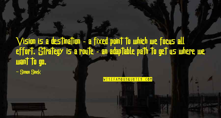 Muddled Quotes By Simon Sinek: Vision is a destination - a fixed point
