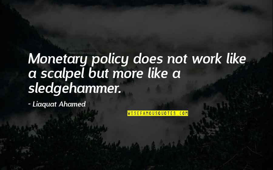 Mudd's Quotes By Liaquat Ahamed: Monetary policy does not work like a scalpel
