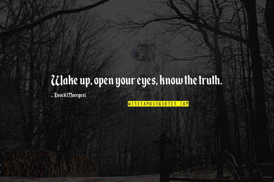 Muddy Waters Song Quotes By Enock Maregesi: Wake up, open your eyes, know the truth.