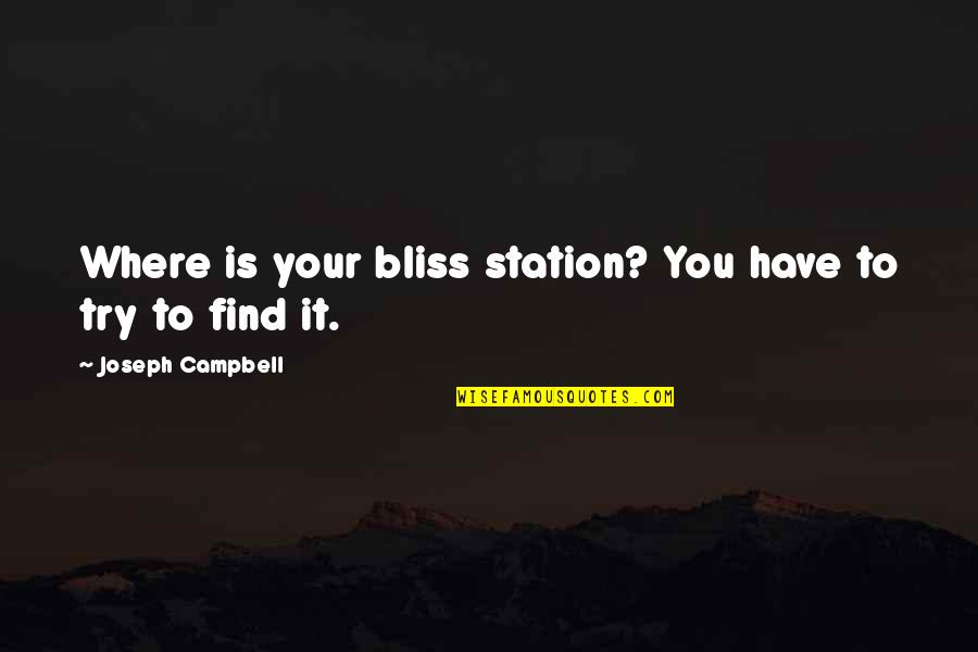 Muestrame Salones Quotes By Joseph Campbell: Where is your bliss station? You have to Muestrame Salones Quotes By Joseph Campbell: Where is your bliss station? You have to