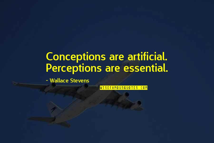 Mugil Quotes By Wallace Stevens: Conceptions are artificial. Perceptions are essential.