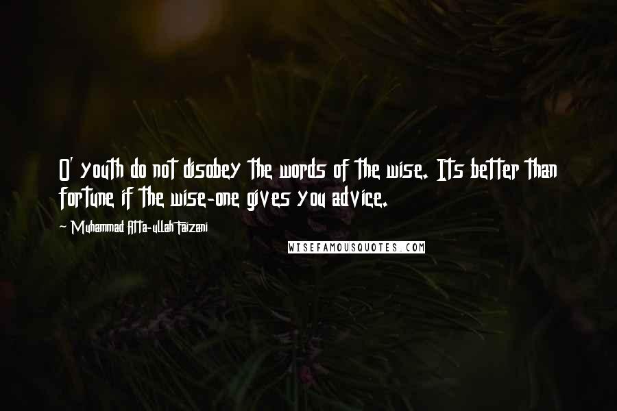 Muhammad Atta-ullah Faizani quotes: O' youth do not disobey the words of the wise. Its better than fortune if the wise-one gives you advice.
