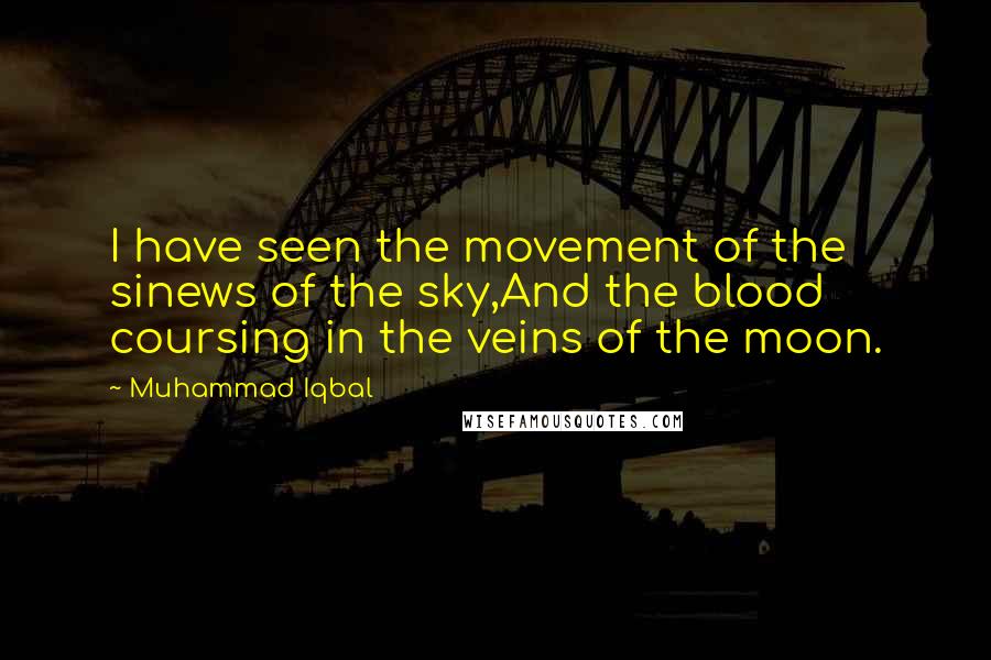 Muhammad Iqbal quotes: I have seen the movement of the sinews of the sky,And the blood coursing in the veins of the moon.