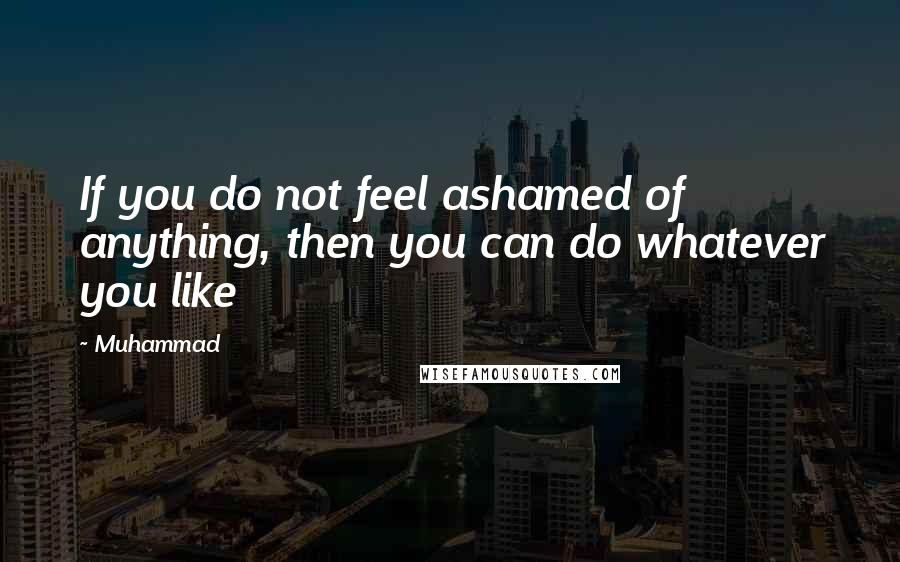 Muhammad quotes: If you do not feel ashamed of anything, then you can do whatever you like